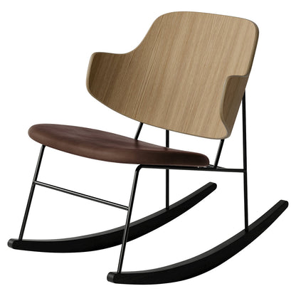 Penguin Seat Upholstered Rocking Chair - Natural Oak