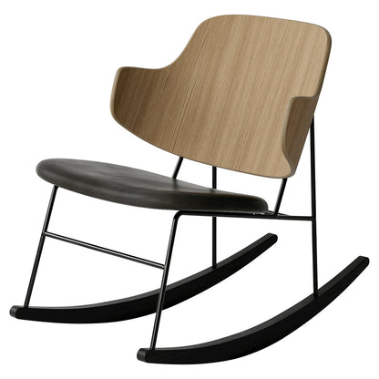 Penguin Seat Upholstered Rocking Chair - Natural Oak