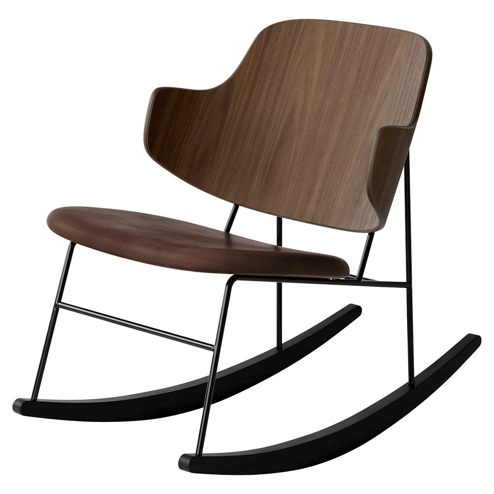 Penguin Seat Upholstered Rocking Chair - Walnut