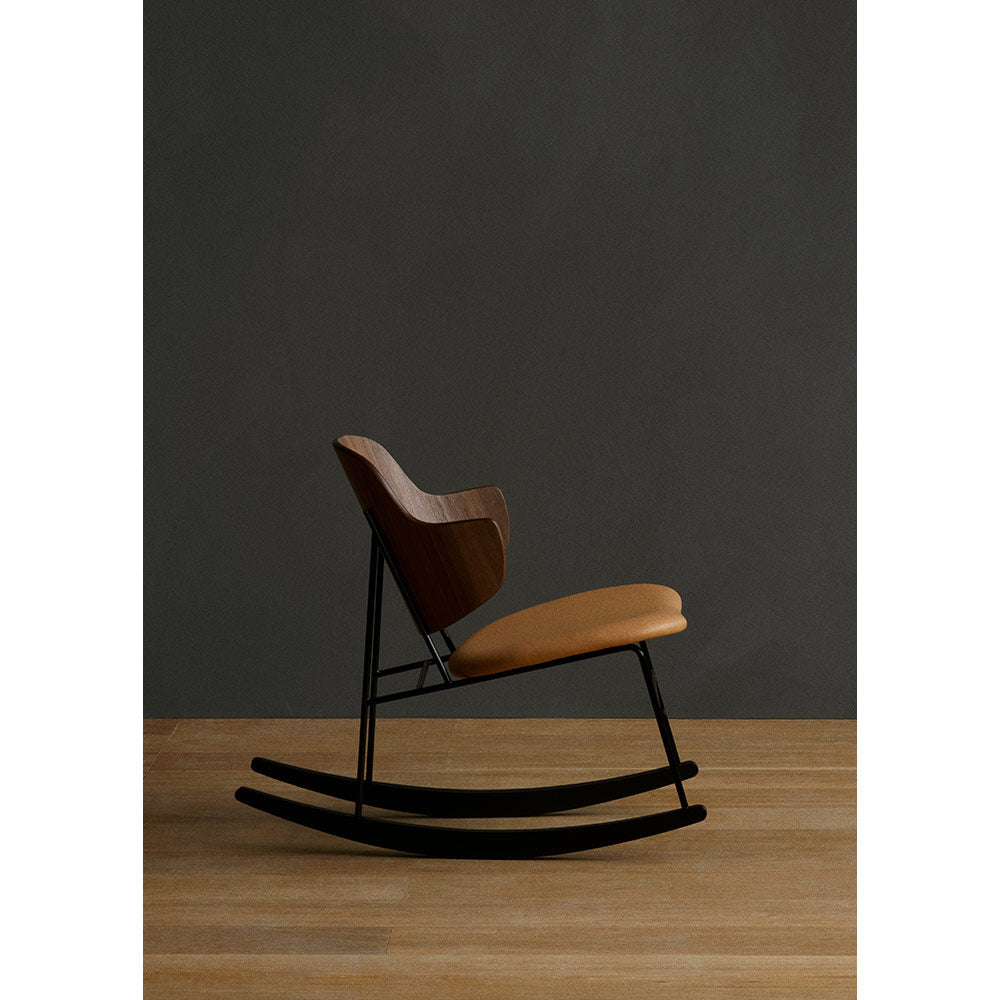 Penguin Seat Upholstered Rocking Chair - Walnut