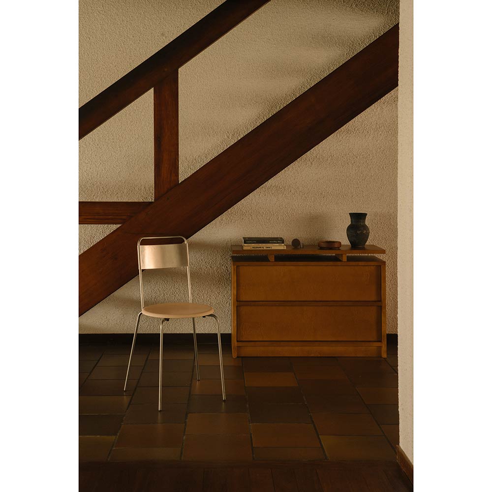 Petit Rond Chair - Natural Leather, Stainless Steel