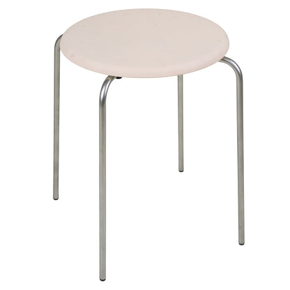 Petit Rond Stool - Natural Leather, Stainless Steel
