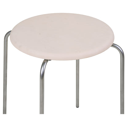 Petit Rond Stool - Natural Leather, Stainless Steel