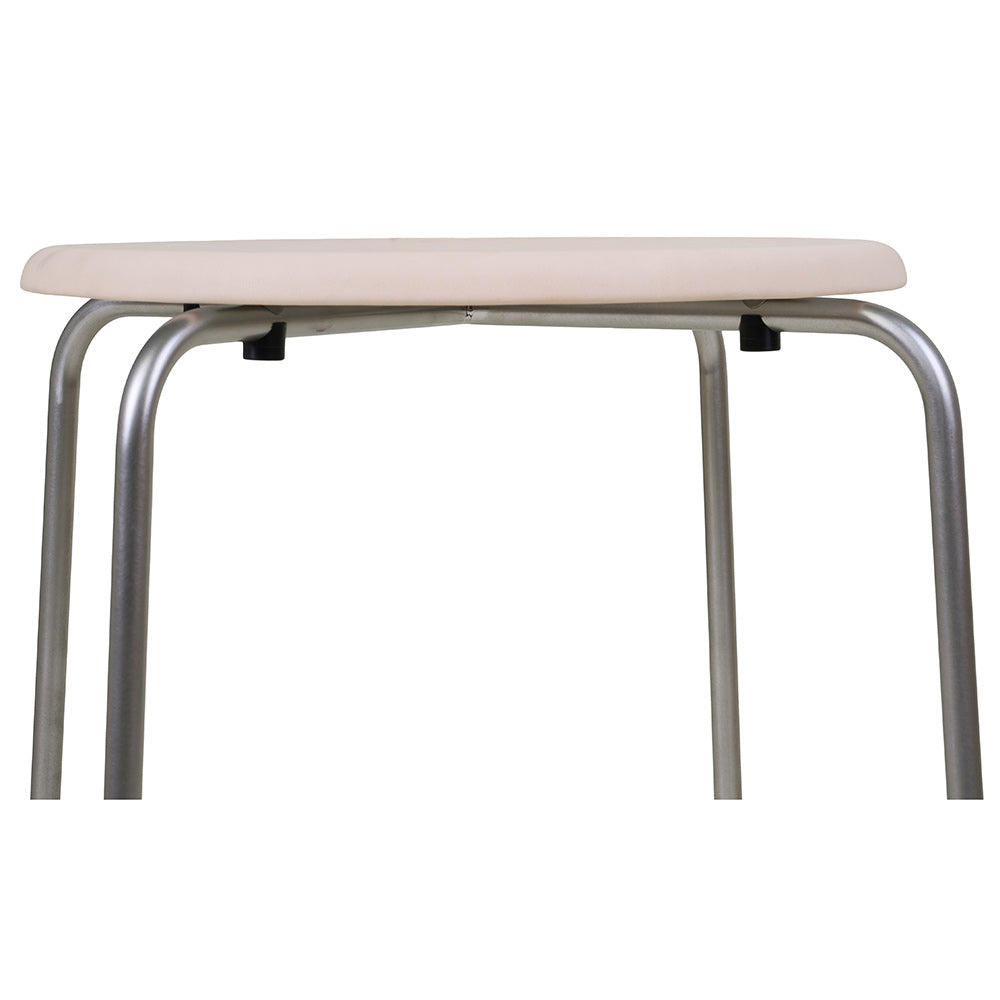 Petit Rond Stool - Natural Leather, Stainless Steel