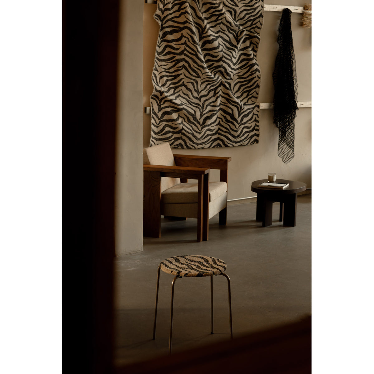 Petit Rond Stool - Zebra, Stainless Steel