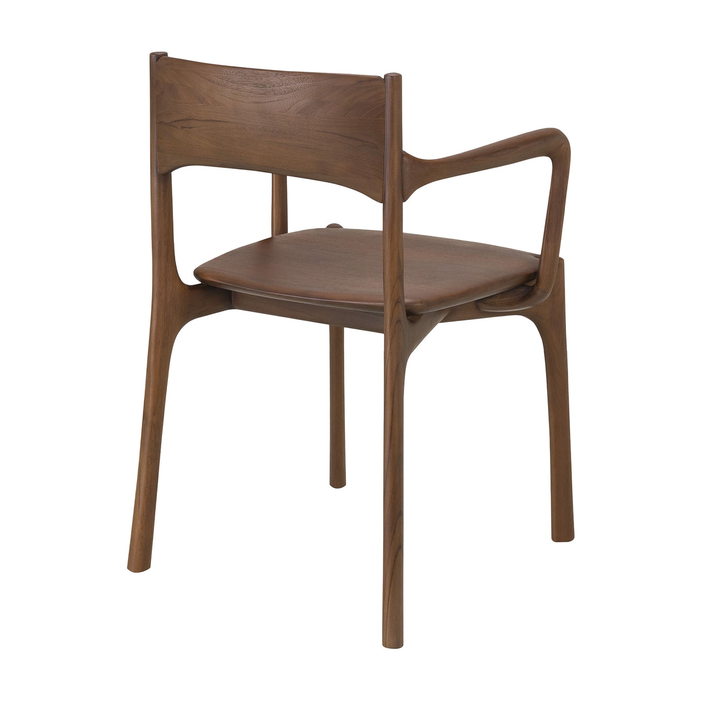 Pi Dining Chair With Armrest - Brown Teak