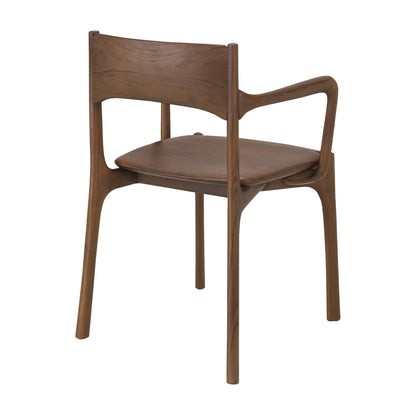 Pi Dining Chair With Armrest - Brown Teak