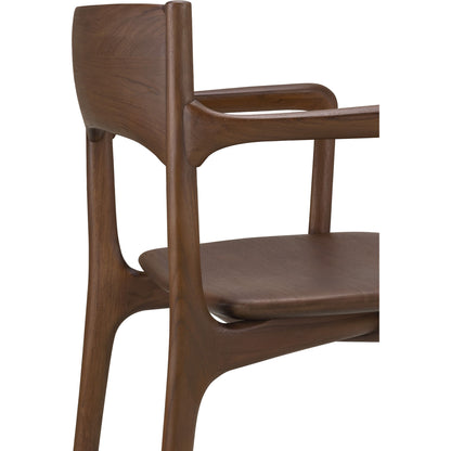 Pi Dining Chair With Armrest - Brown Teak