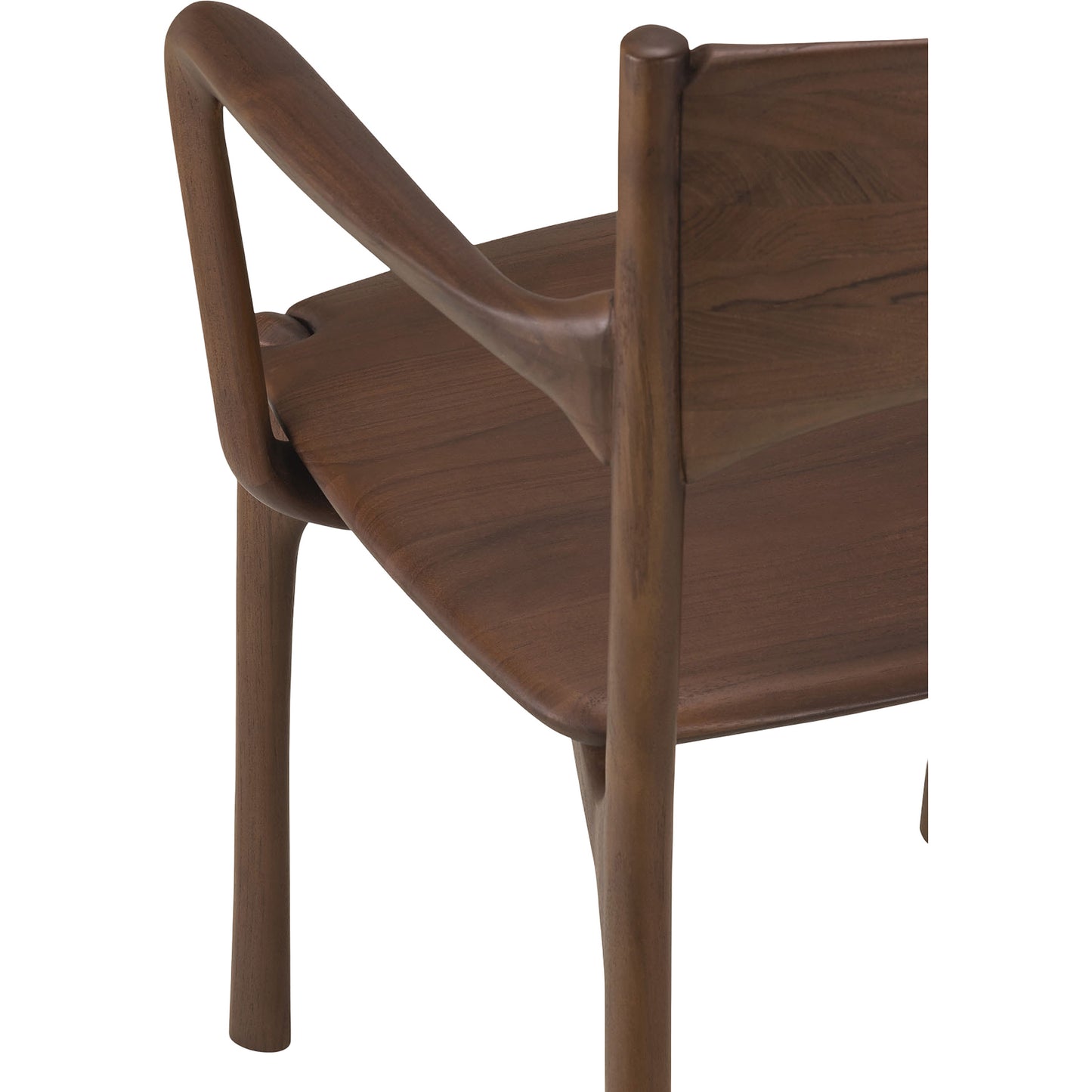 Pi Dining Chair With Armrest - Brown Teak