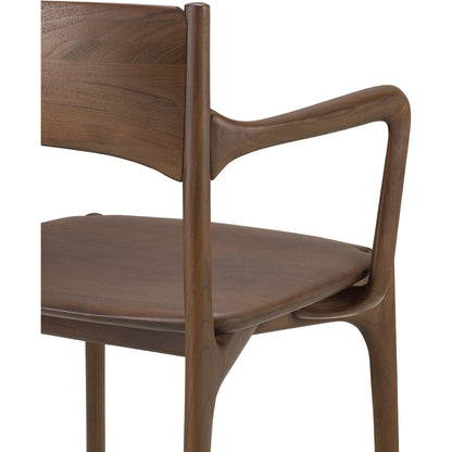 Pi Dining Chair With Armrest - Brown Teak