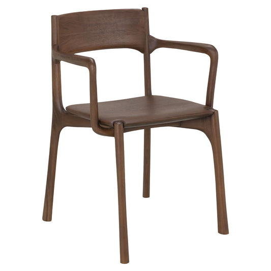 Pi Dining Chair With Armrest - Brown Teak