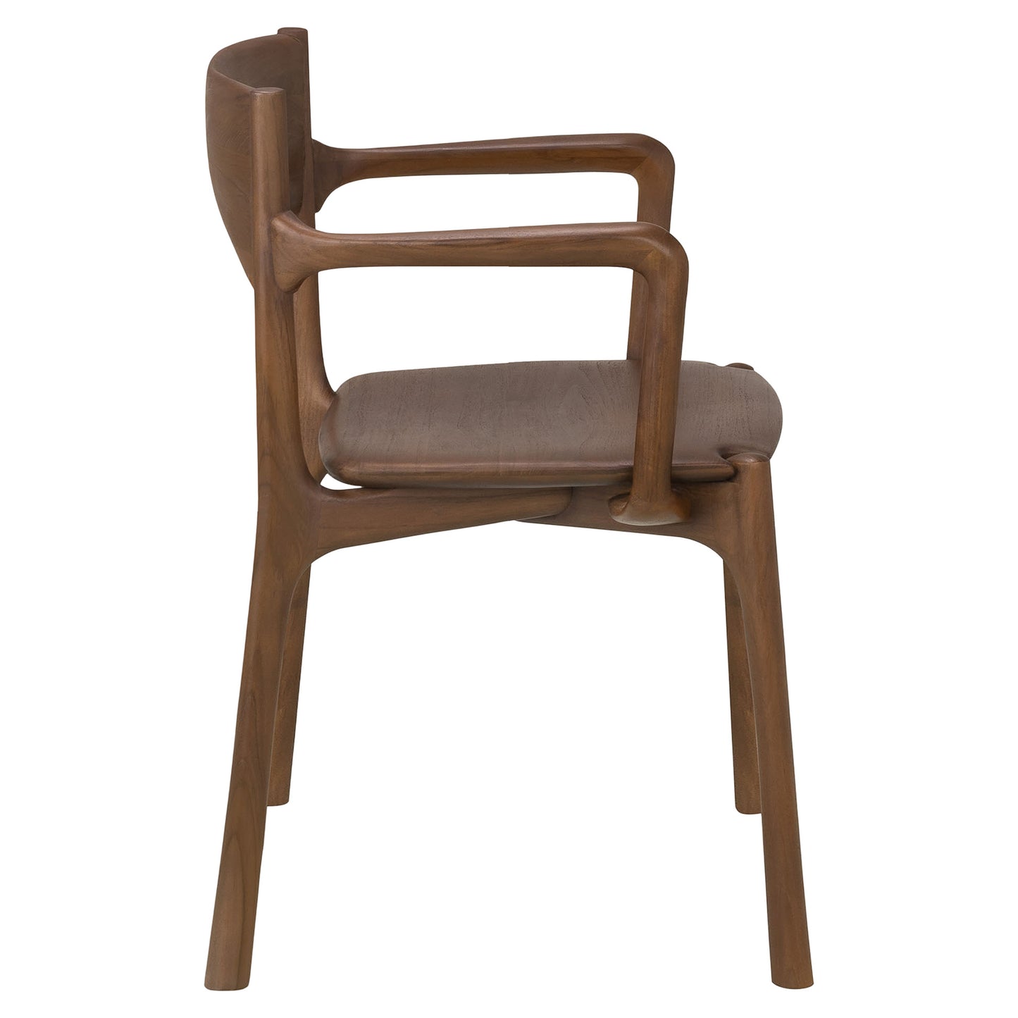 Pi Dining Chair With Armrest - Brown Teak