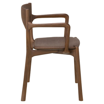 Pi Dining Chair With Armrest - Brown Teak