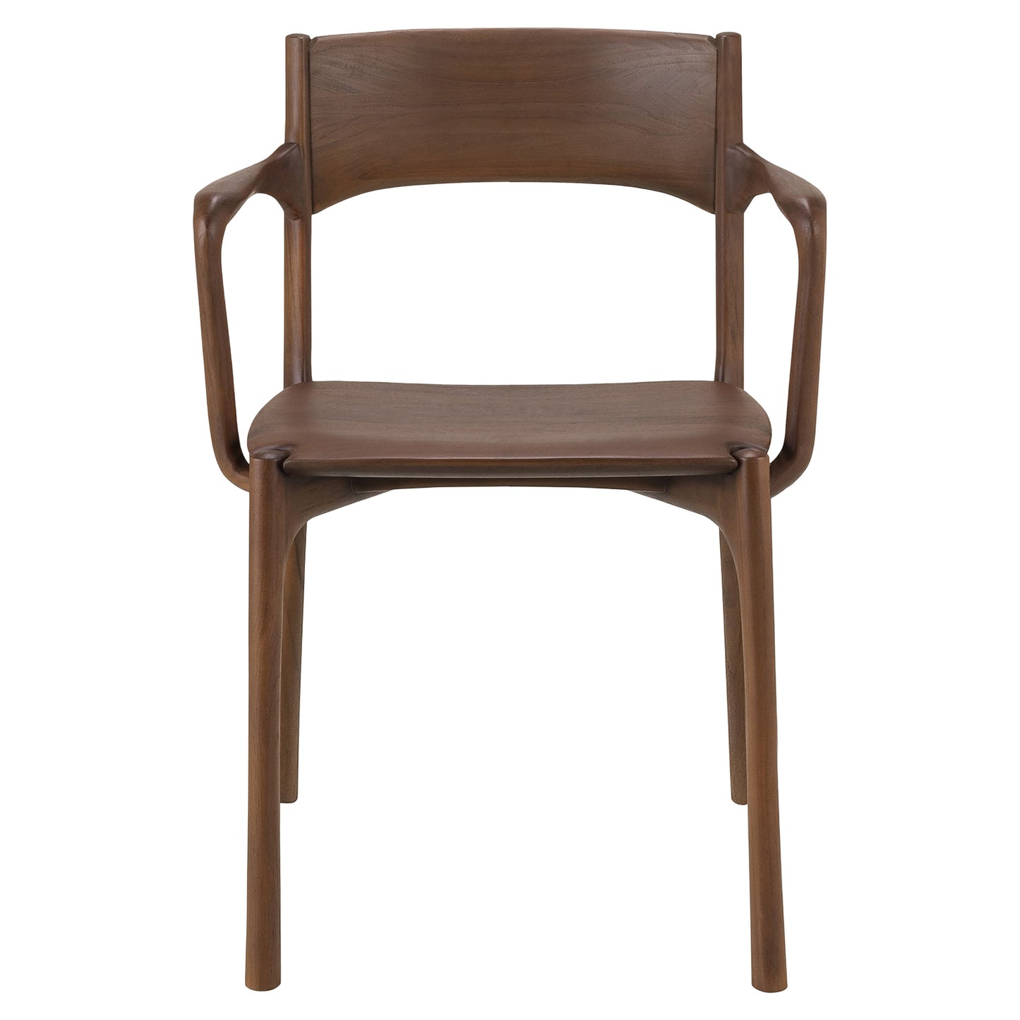 Pi Dining Chair With Armrest - Brown Teak
