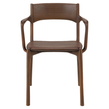 Pi Dining Chair With Armrest - Brown Teak