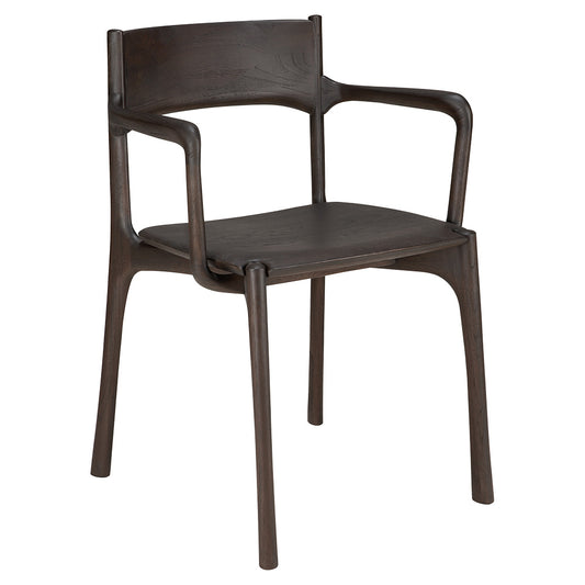 PI Dining Chair with Armrest - Dark Brown Teak