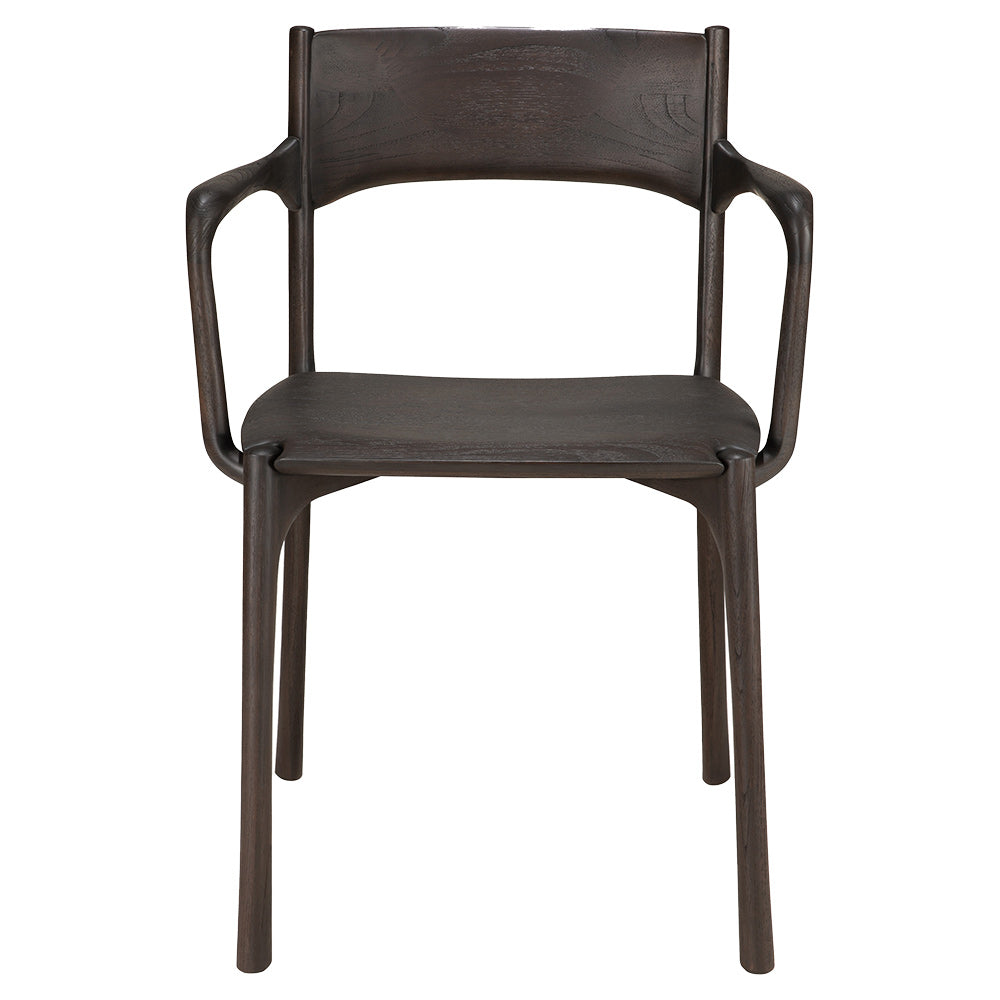PI Dining Chair with Armrest - Dark Brown Teak
