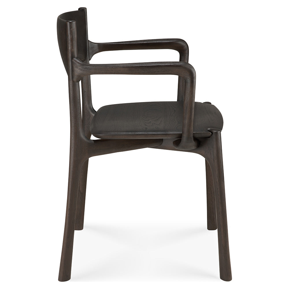 PI Dining Chair with Armrest - Dark Brown Teak