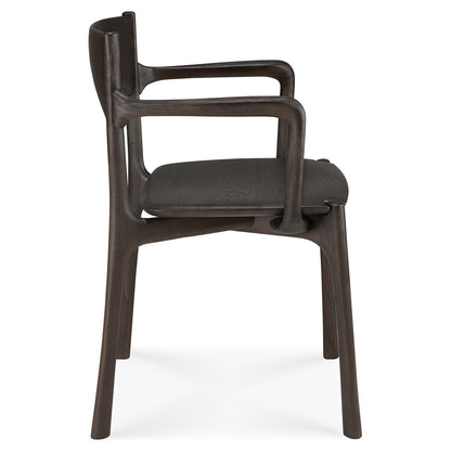 PI Dining Chair with Armrest - Dark Brown Teak