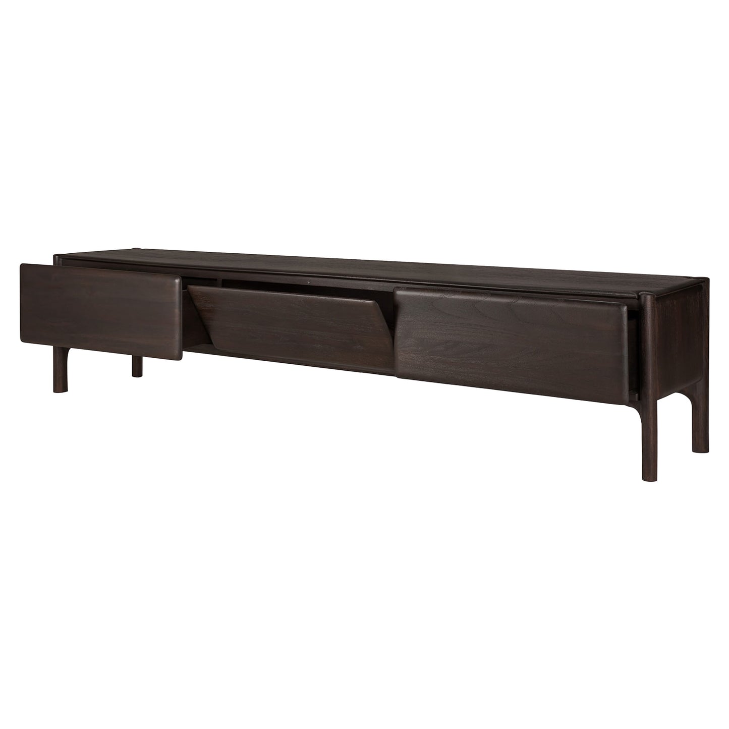 PI TV Cupboard - 2 Drawer, Dark Brown Teak