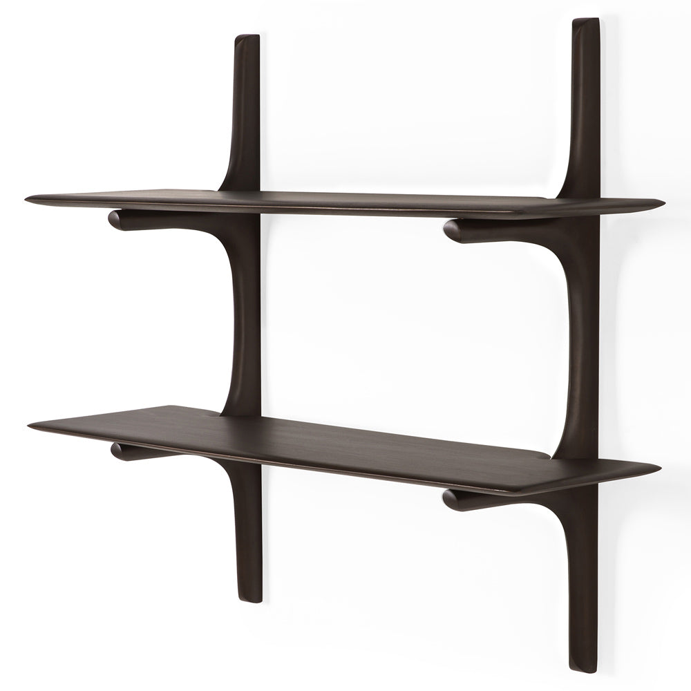 Pi Wall Shelf - Dark Brown Mahogany, 2 Shelves