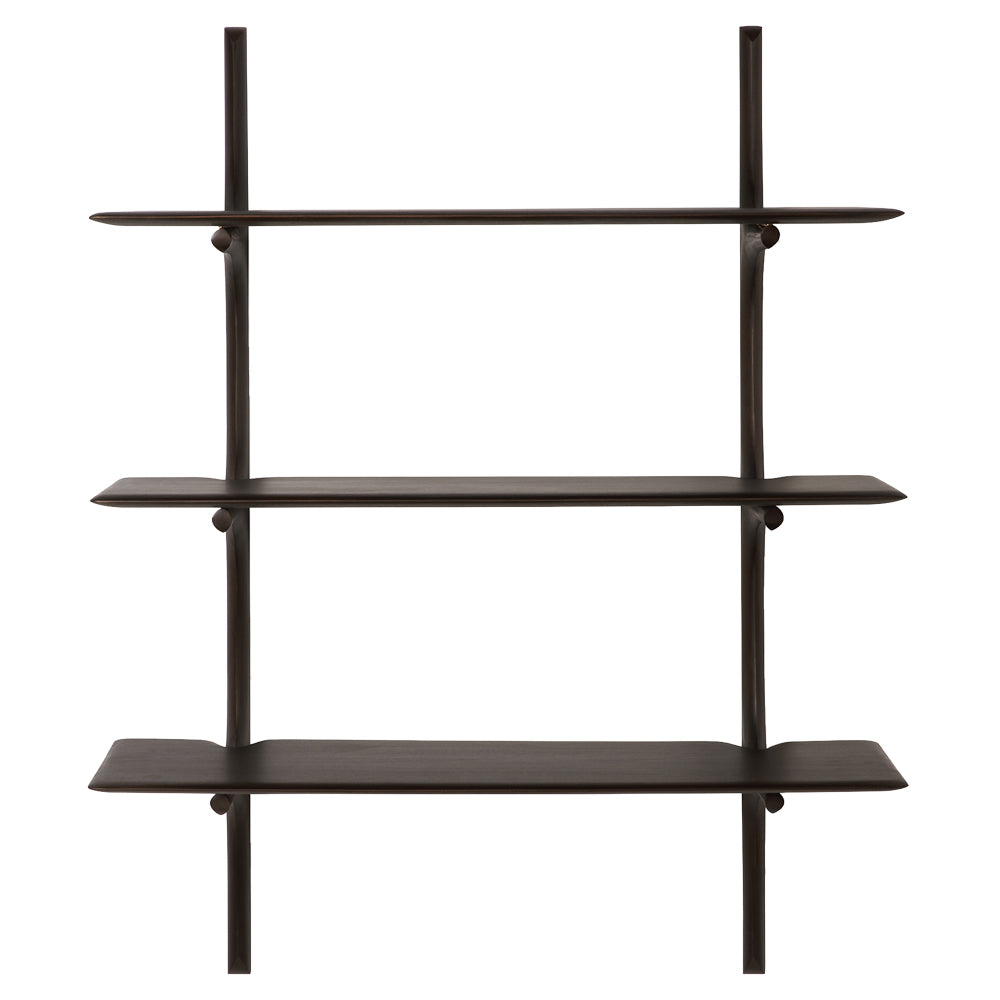 Pi Wall Shelf - Dark Brown Mahogany, 3 Shelves
