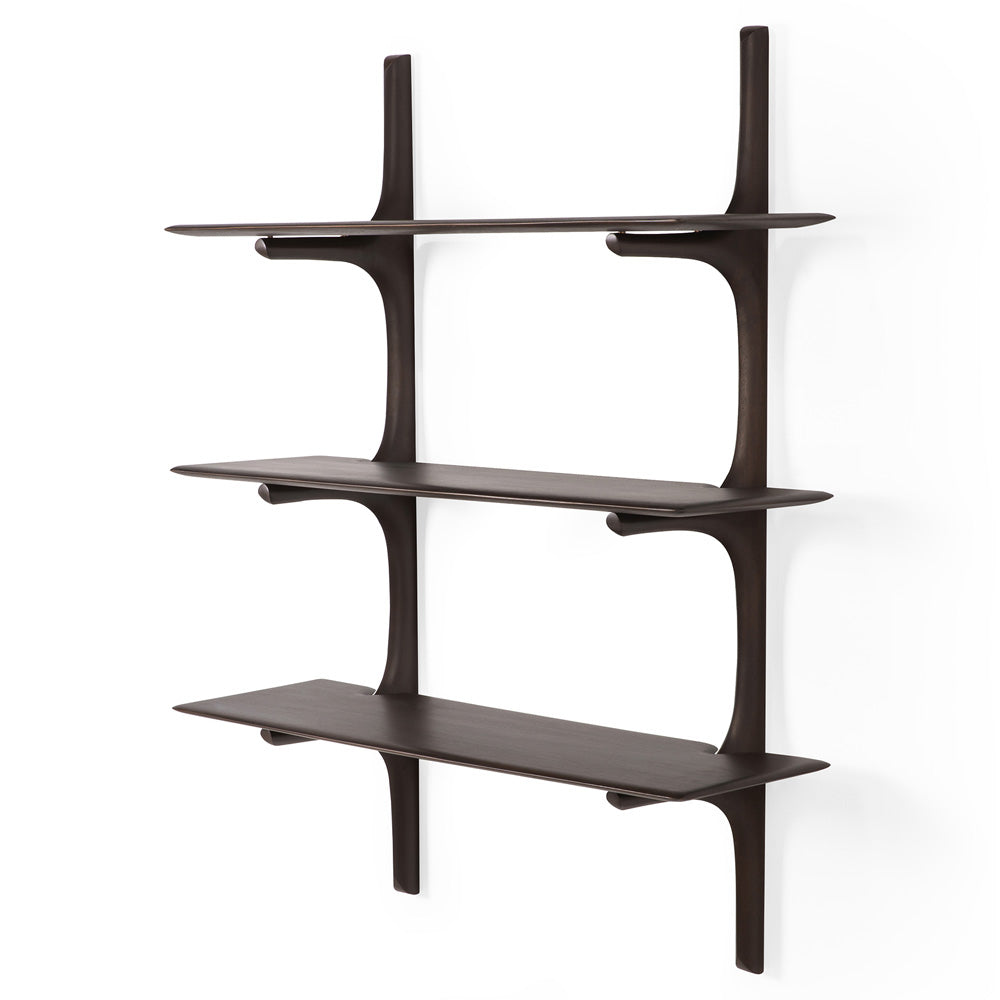 Pi Wall Shelf - Dark Brown Mahogany, 3 Shelves