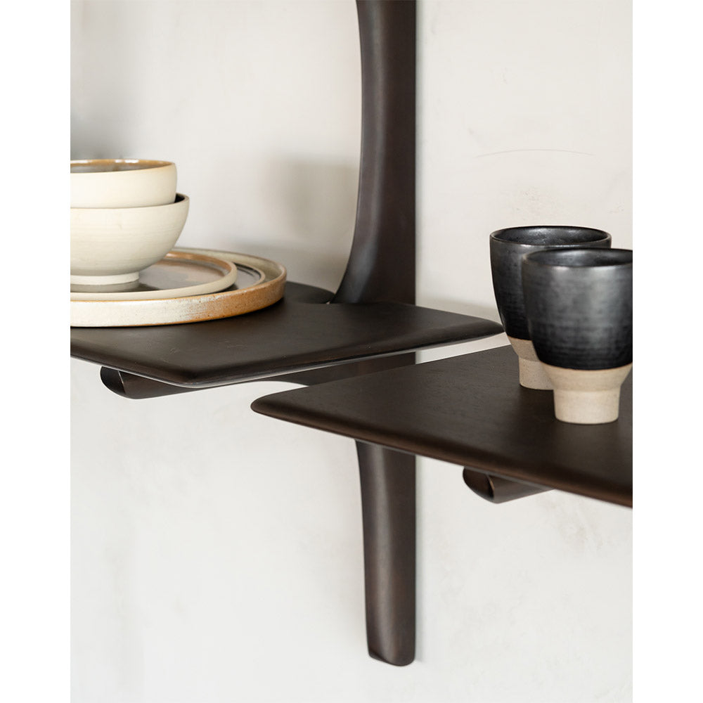 Pi Wall Shelf - Dark Brown Mahogany, 3 Shelves