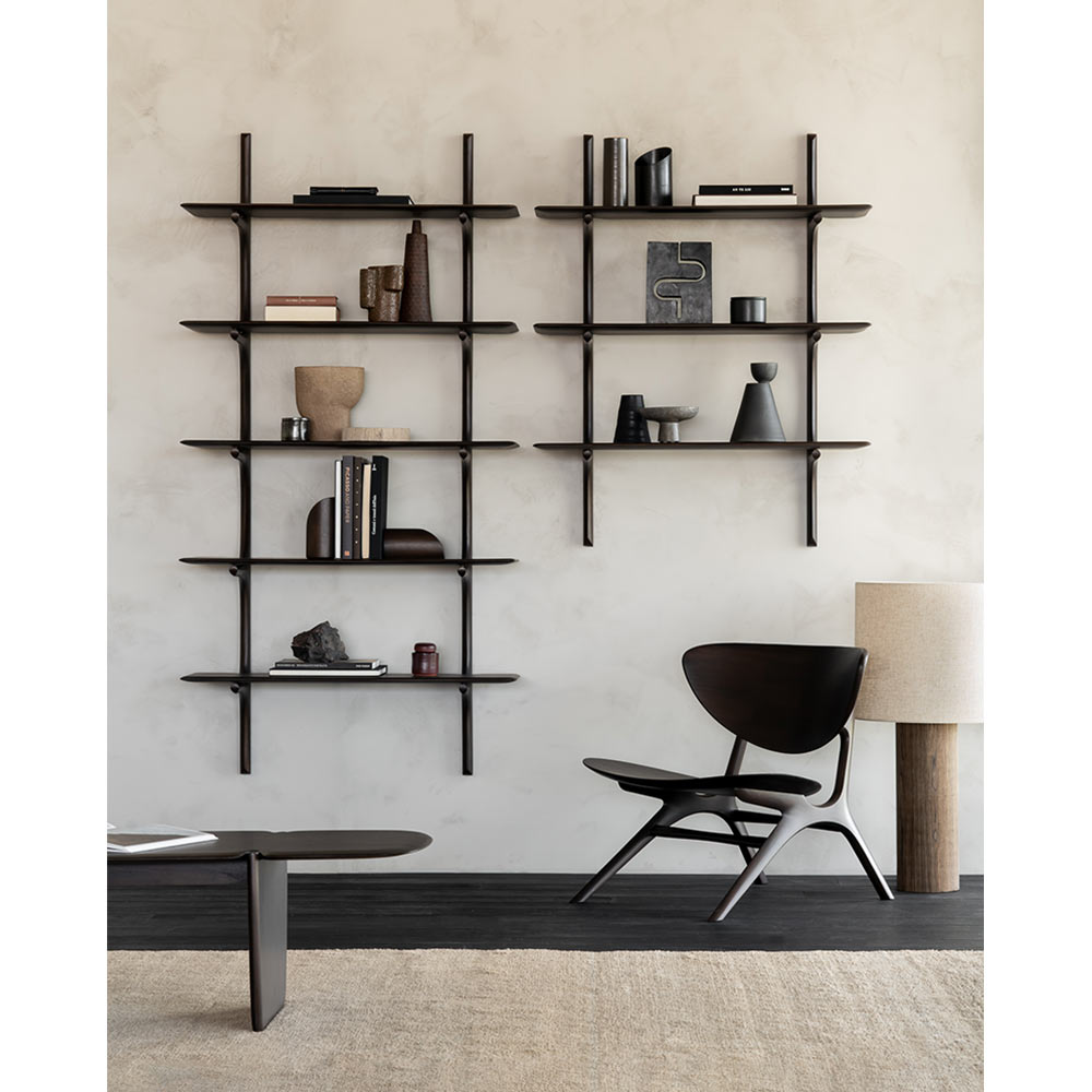 Pi Wall Shelf - Dark Brown Mahogany, 3 Shelves