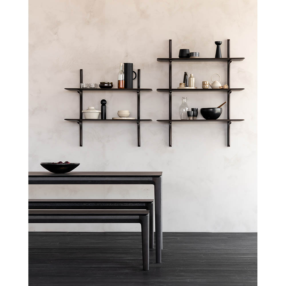 Pi Wall Shelf - Dark Brown Mahogany, 3 Shelves