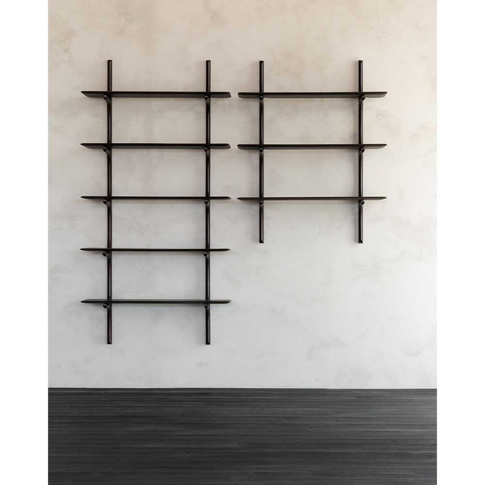 Pi Wall Shelf - Dark Brown Mahogany, 5 Shelves