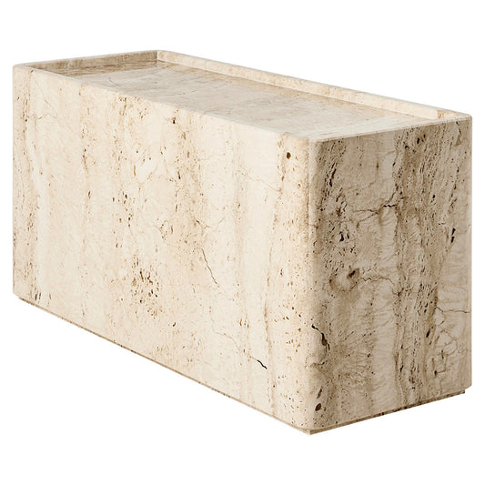 Pietra Rectangular Side Table - Neutral White Travertine