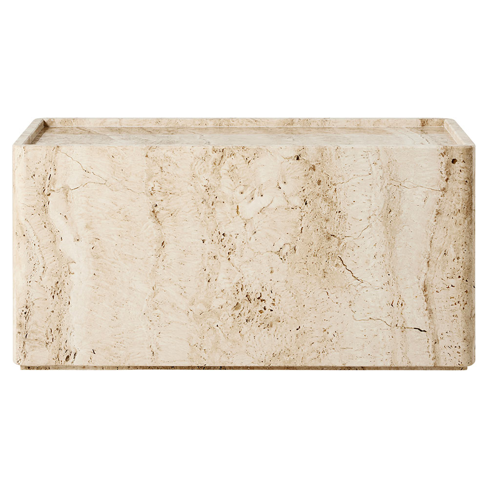 Pietra Rectangular Side Table - Neutral White Travertine