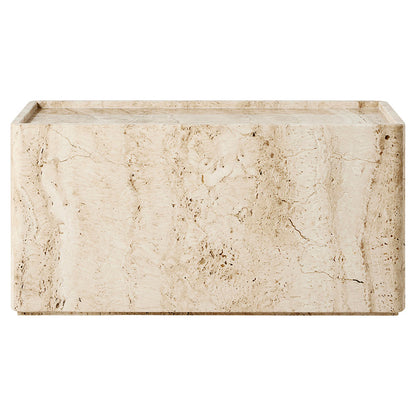 Pietra Rectangular Side Table - Neutral White Travertine