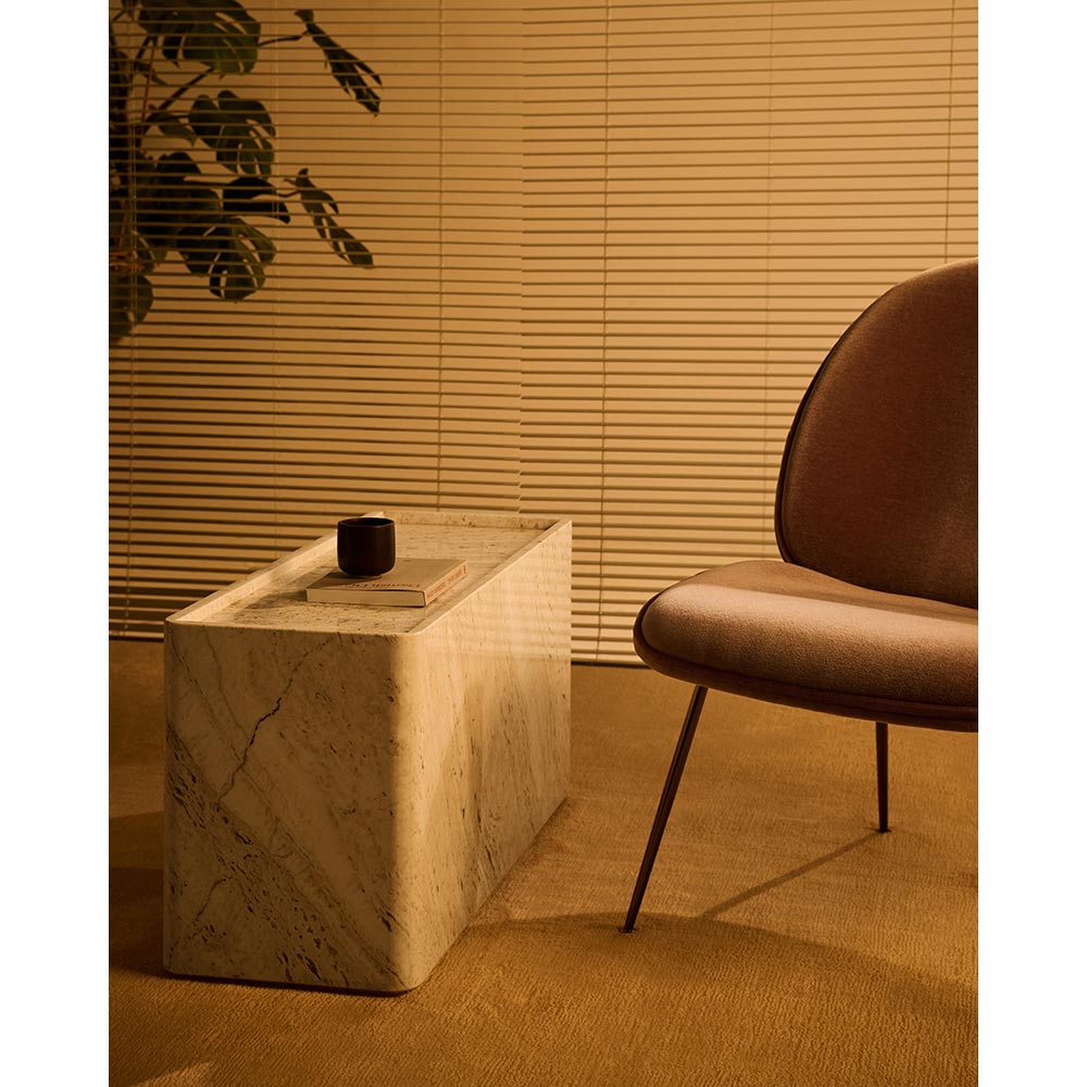 Pietra Rectangular Side Table - Neutral White Travertine