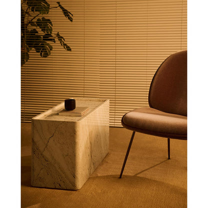 Pietra Rectangular Side Table - Neutral White Travertine