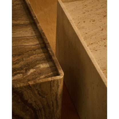 Pietra Rectangular Side Table - Neutral White Travertine