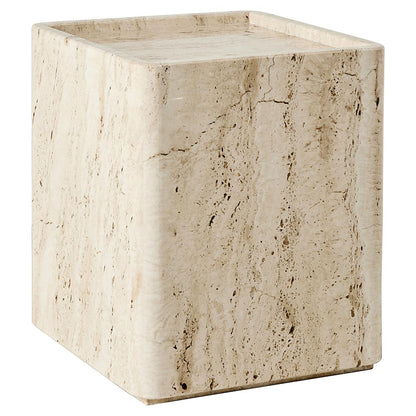 Pietra Square Side Table - Neutral White Travertine