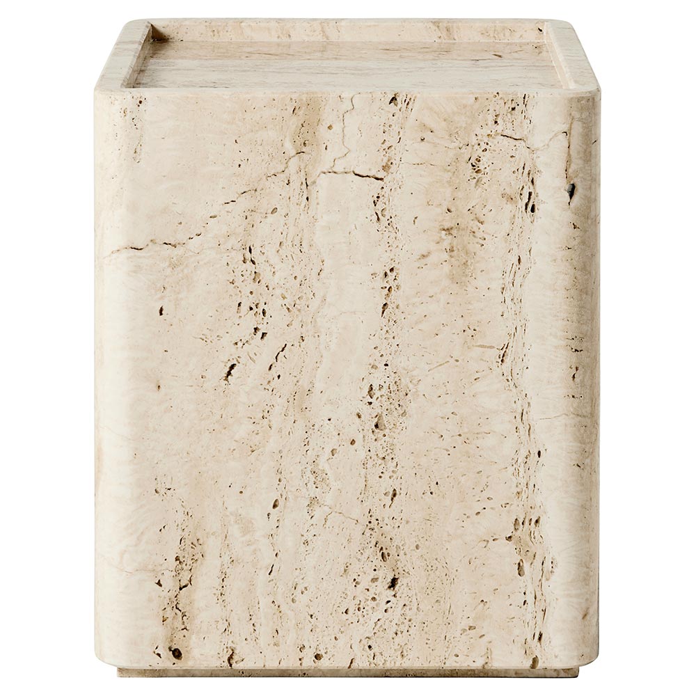 Pietra Square Side Table - Neutral White Travertine