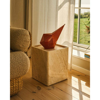 Pietra Square Side Table - Neutral White Travertine