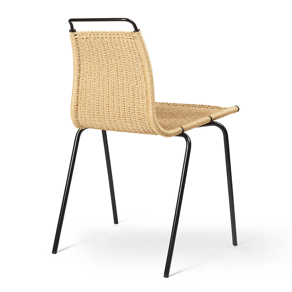PK1 Dining Chair - Natural Paper Cord, Black Steel