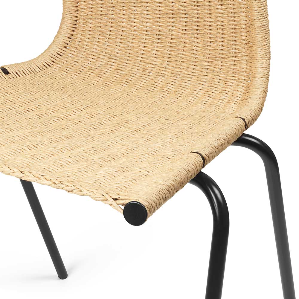 PK1 Dining Chair - Natural Paper Cord, Black Steel