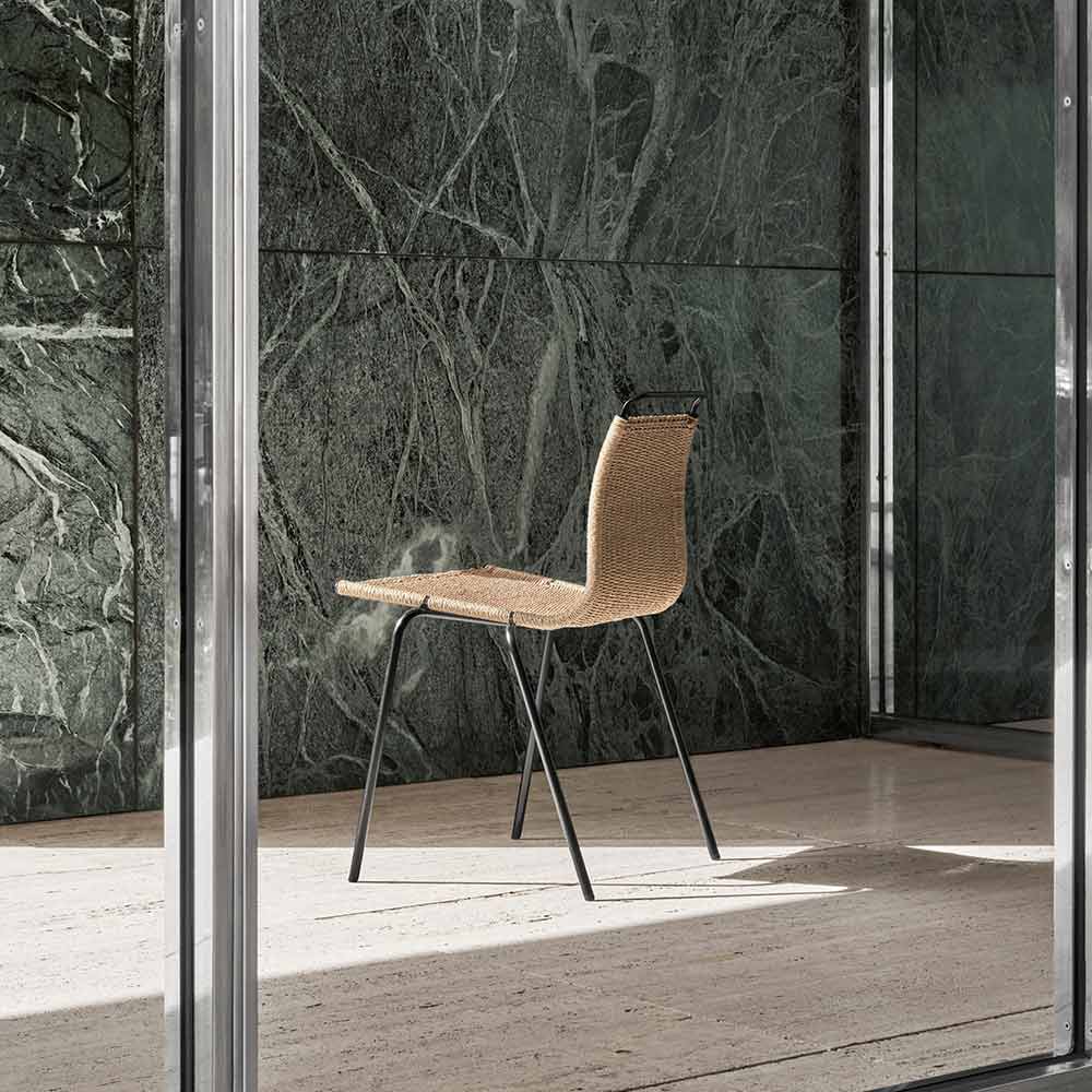 PK1 Dining Chair - Natural Paper Cord, Black Steel