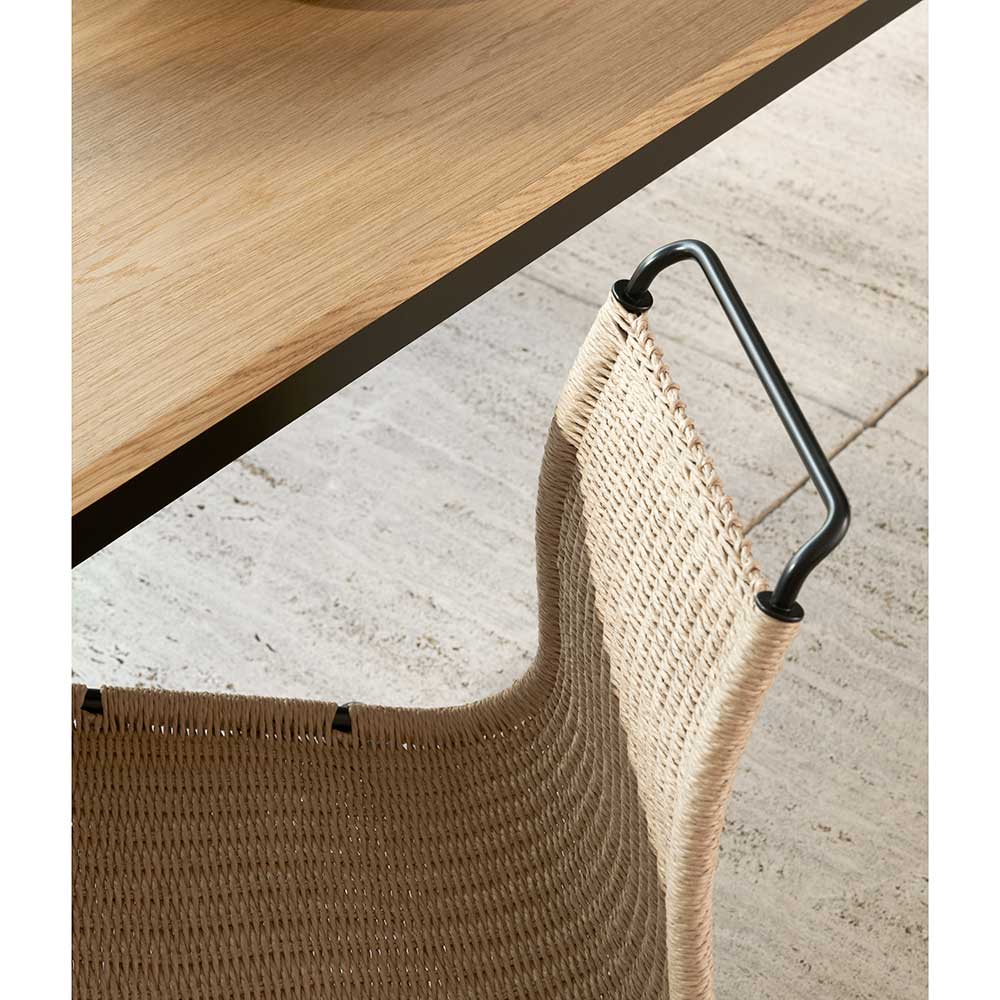 PK1 Dining Chair - Natural Paper Cord, Black Steel