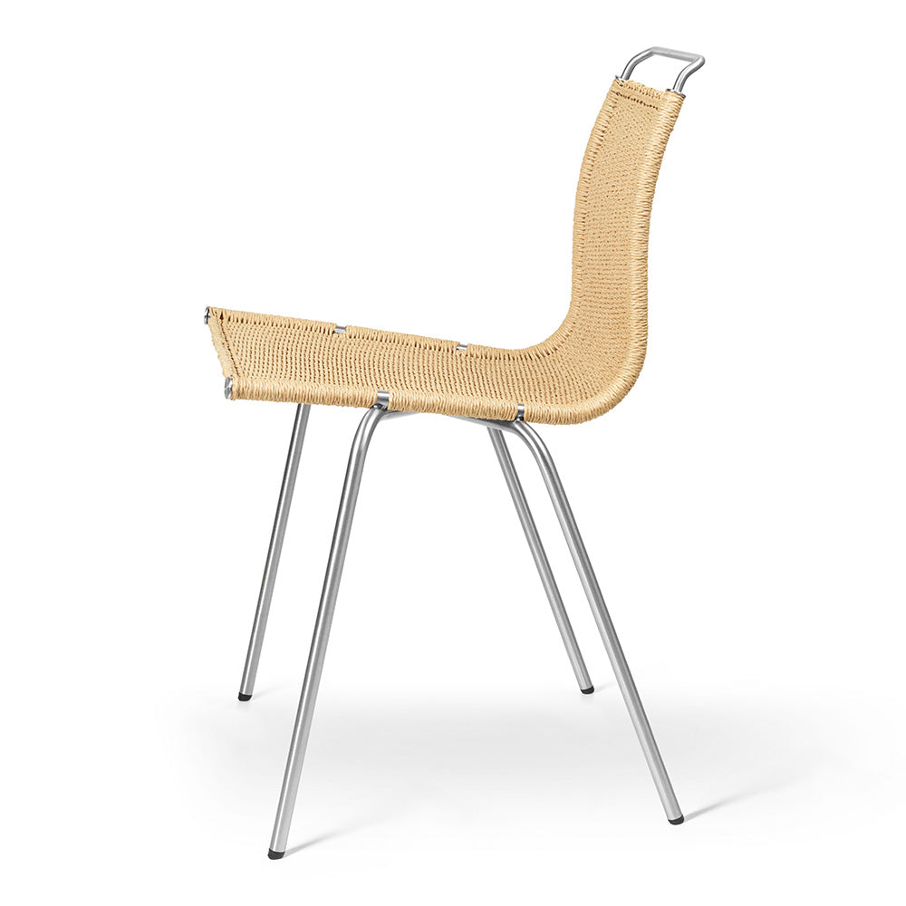 PK1 Dining Chair - Natural Paper Cord, Stainless Steel