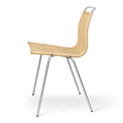 PK1 Dining Chair - Natural Paper Cord, Stainless Steel