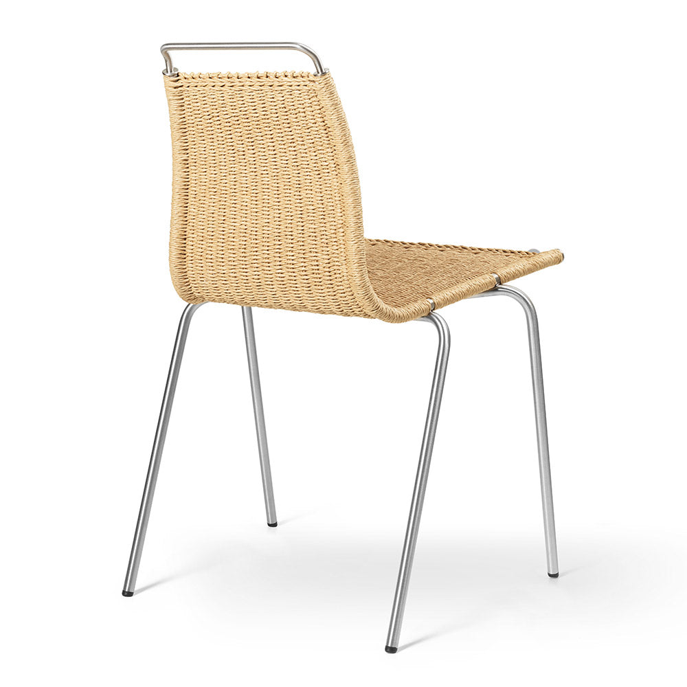 PK1 Dining Chair - Natural Paper Cord, Stainless Steel