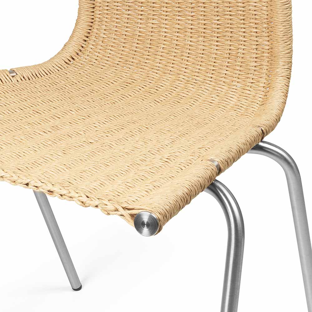 PK1 Dining Chair - Natural Paper Cord, Stainless Steel