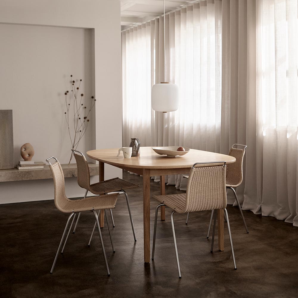 PK1 Dining Chair - Natural Paper Cord, Stainless Steel
