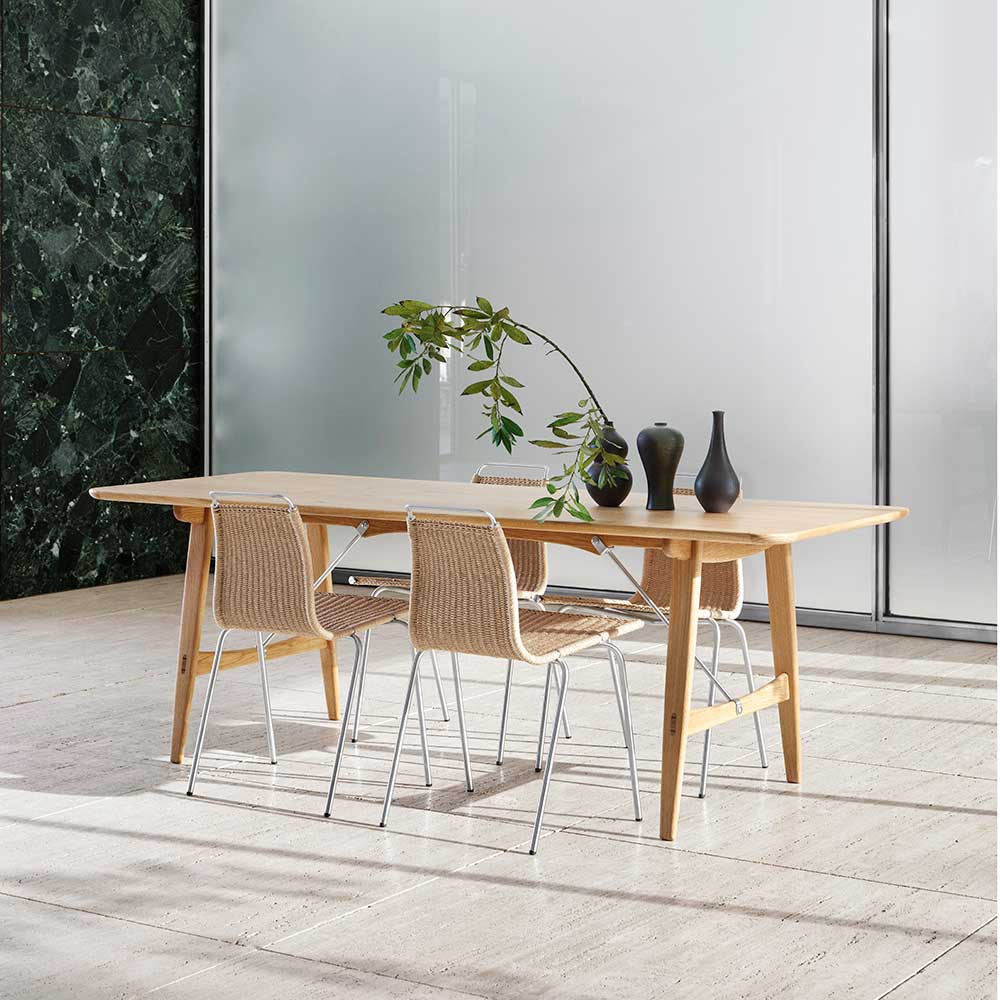 PK1 Dining Chair - Natural Paper Cord, Stainless Steel
